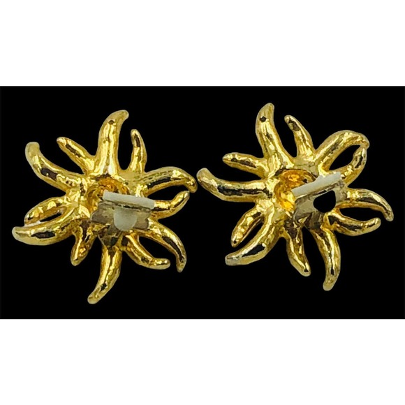 18KGP Sun Soleil Swarovski Element Austrian Crystal Rhinestone Clip On Earrings - Picture 9 of 10